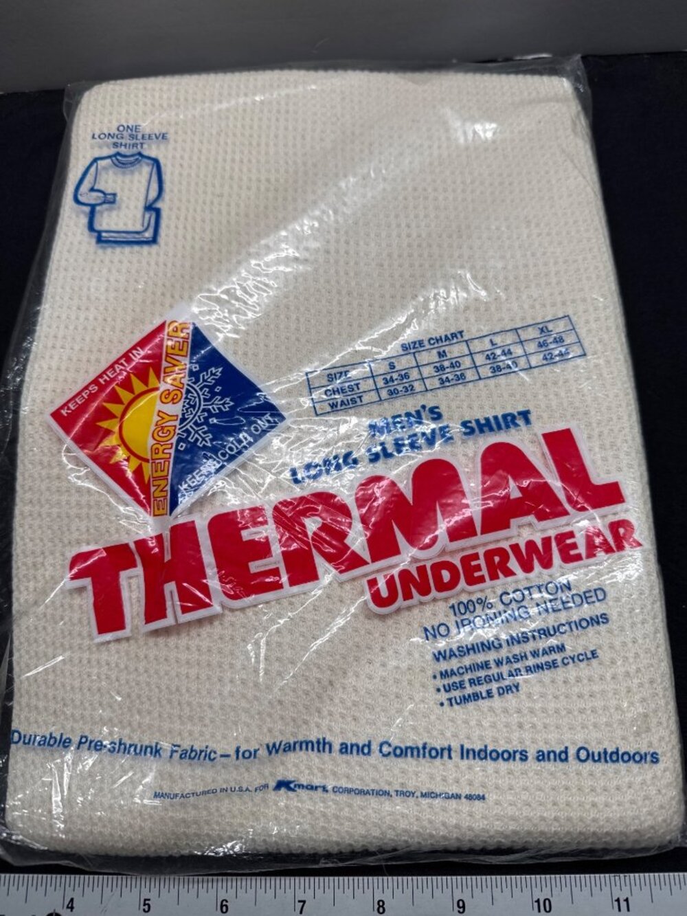 Mens Thermal Long Sleeve Shirt 100% Cotton XL 46-48 Pre-Shrunk Fabric Durable Wa